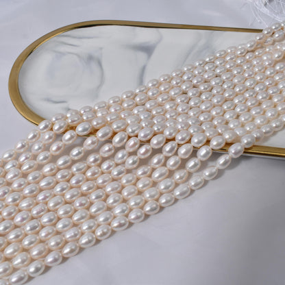 1049 Freshwater Fat Rice Beads Loose Beads Natural Pearls 7mm