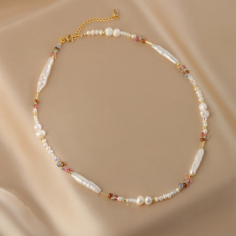 Natural Baroque Pearl Bracelet Necklace Set Colored Necklace