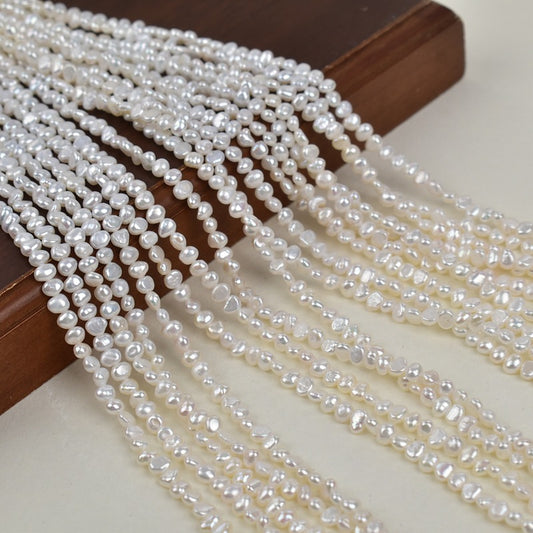 1316 Baroque 3-4mm Natural Freshwater Pearl DIY Jewelry Necklace Accessories Loose Beads