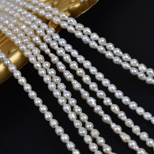 1140 3-4Mm keshi rice beads pearl rice beads natural freshwater pearl DIY handmade jewelry
