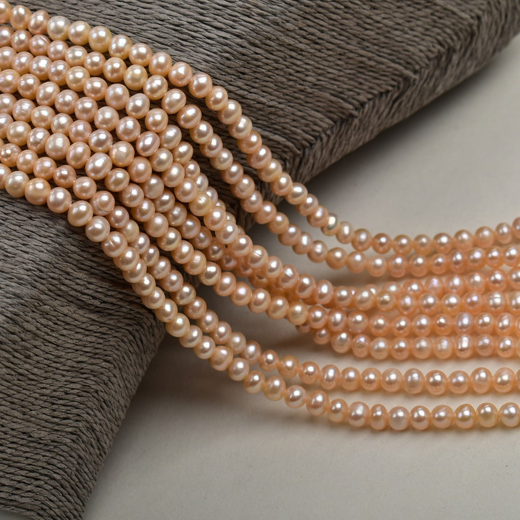 1162 5-6Mm Freshwater Pearl Loose Pearl Natural Pearl Pink Near Round Perforated Pearl work in progress diy