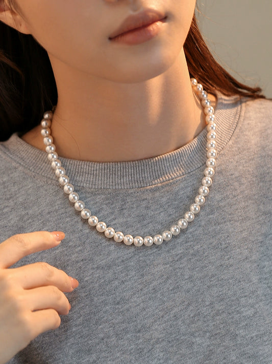 Pearl Necklace Women's 8mm 2025 New Popular Stacked Wear