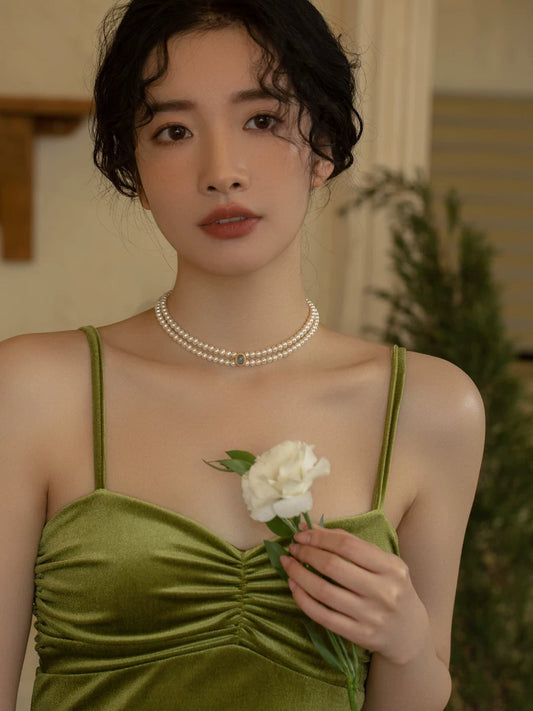 Freshwater Pearl Necklace Double Vintage Design Choker Chain Girl