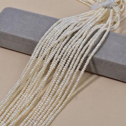 1210 Cost-effective 3-4mm white natural freshwater pearl flat beads necklace DIY jewelry material