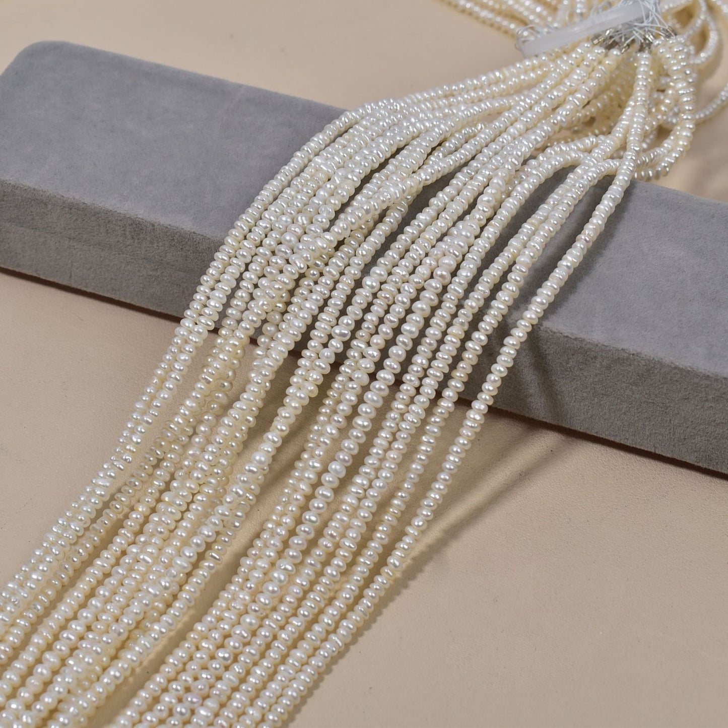 1210 Cost-effective 3-4mm white natural freshwater pearl flat beads necklace DIY jewelry material