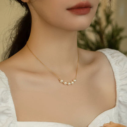 New Women's Freshwater Pearl Necklace Chain Retro Birthday Gift