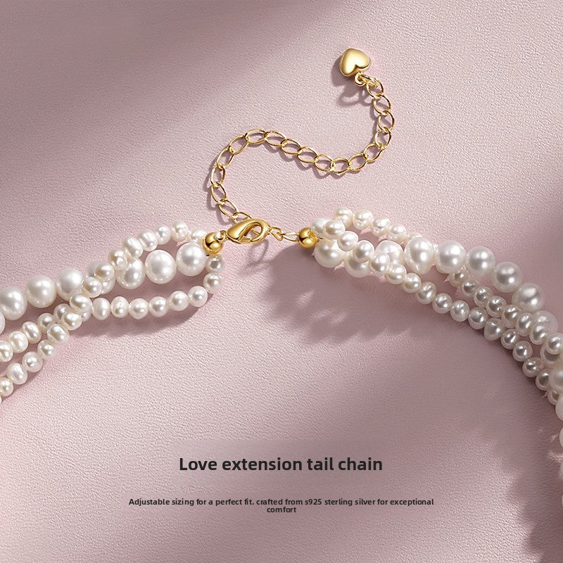 Multi-layer Twist Pearl Necklace Women's Natural Freshwater French Vintage Short Sweater Chain