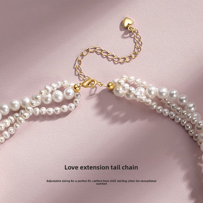 Multi-layer Twist Pearl Necklace Women's Natural Freshwater French Vintage Short Sweater Chain