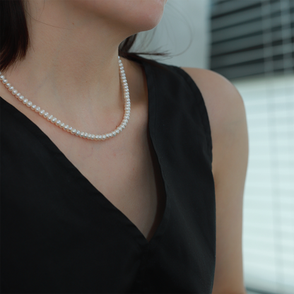 S925 Sterling Silver Flower Necklace Women's Design Premium Stacked Pearl Silver Jewelry