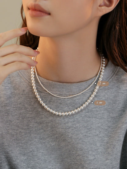 pearl necklace women's 2mm ultra-fine baby stacked