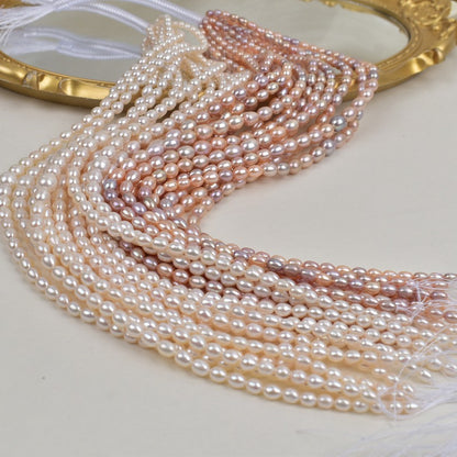 1033 High-quality Strong Light Near Flawless  Pearl Tower Chain Natural Freshwater Rice Pearl DIY Necklace