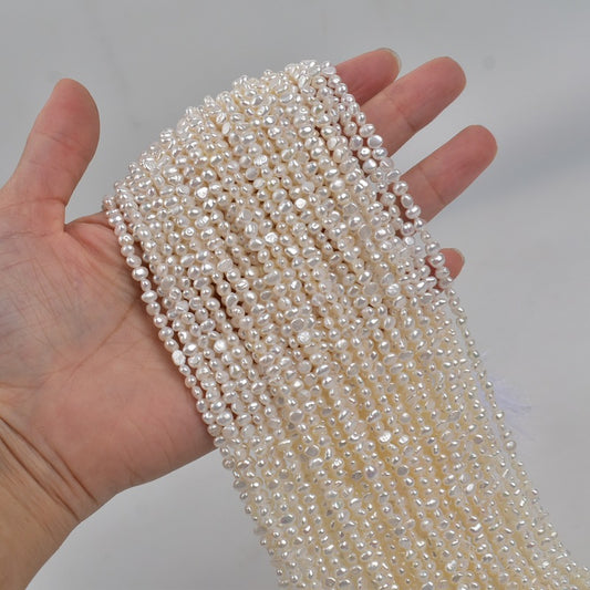 1316 Baroque 3-4mm Natural Freshwater Pearl DIY Jewelry Necklace Accessories Loose Beads