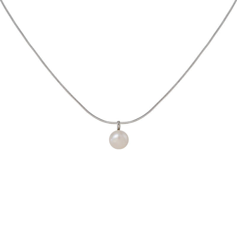Natural Single Pearl Pendant Necklace Ladies Delicate Design S925 Silver