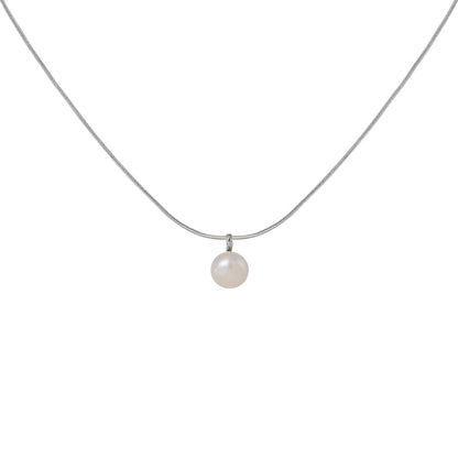 Natural Single Pearl Pendant Necklace Ladies Delicate Design S925 Silver