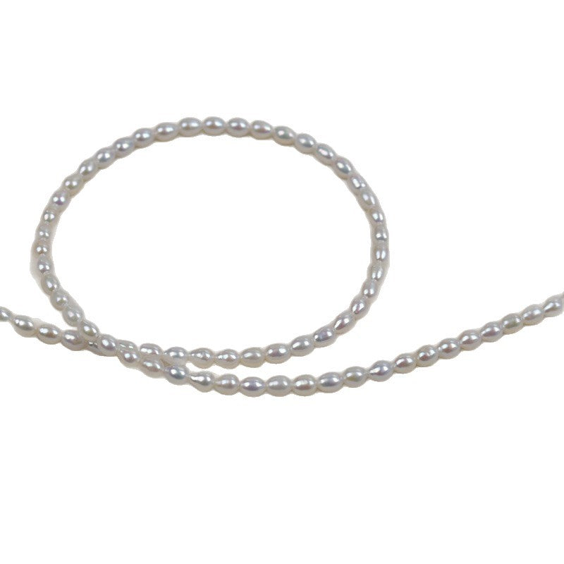 1062 3-4mm White Natural Freshwater Pearl Necklace Rice Beads Water Drops Beads Handmade DIY Loose Beads work in progress