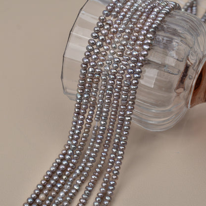 1127 3-4mm Natural Freshwater Pearl Loose Bead Punch work in progress Irradiated Gray Bare Bead DIY