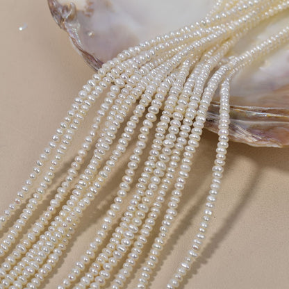 1210 Cost-effective 3-4mm white natural freshwater pearl flat beads necklace DIY jewelry material