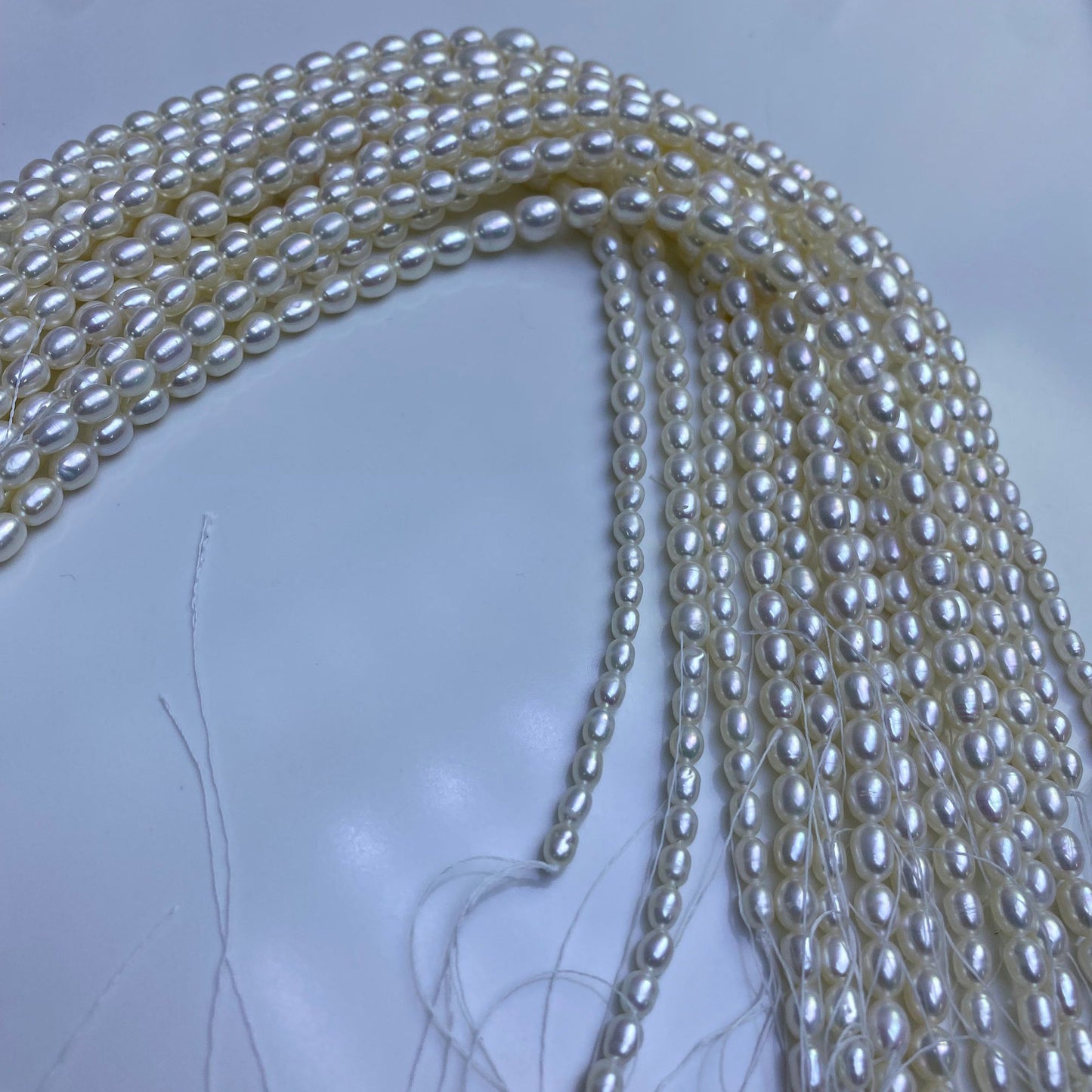 1023 Natural Freshwater Rice Pearl Necklace Tower Chain 4-6-8 mm White DIY Accessories