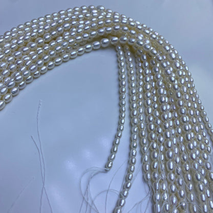 1023 Natural Freshwater Rice Pearl Necklace Tower Chain 4-6-8 mm White DIY Accessories