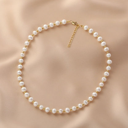 Natural freshwater pearl necklace fashion light luxury niche collarbone women's high sense original design beaded neck chain
