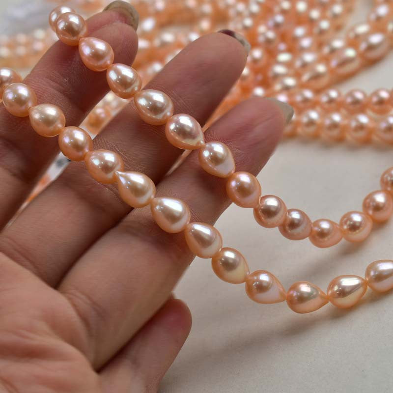 1106 Wholesale Seedless Natural Freshwater Pearl 7-8m Drop Baroque DIY Loose Beads