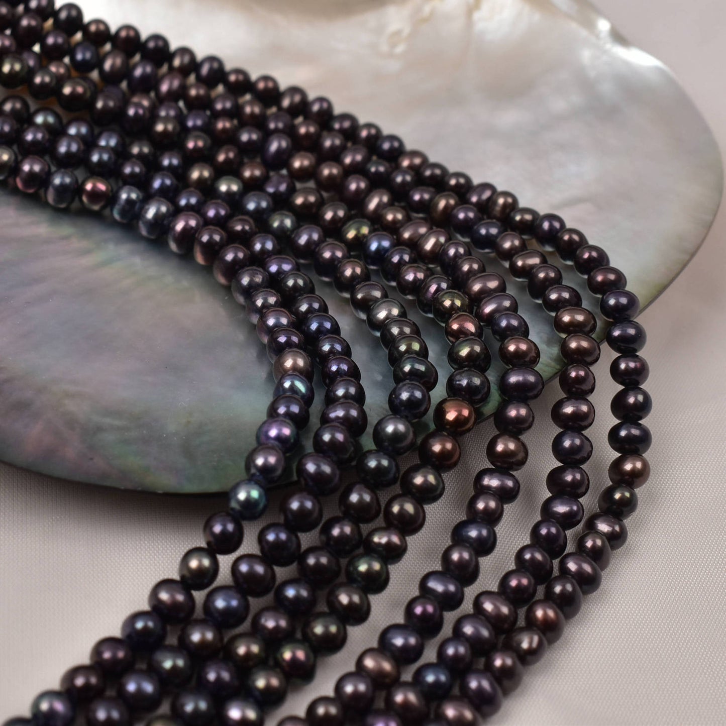 1150 black, pearl 4mm elongated natural freshwater pearl wholesale loose bead jewelry handmade DIY accessories