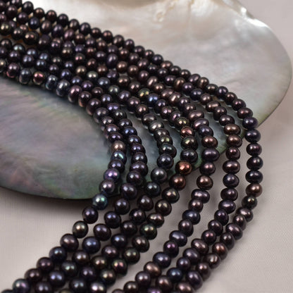 1150 black, pearl 4mm elongated natural freshwater pearl wholesale loose bead jewelry handmade DIY accessories