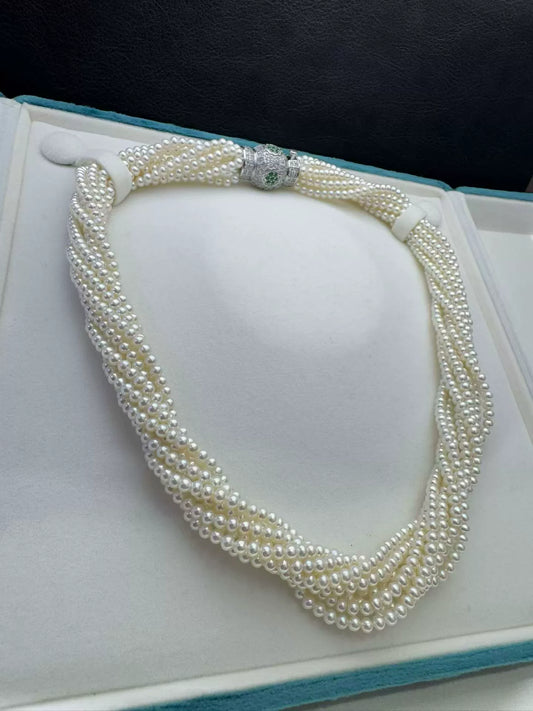 Multi-strand natural pearl necklace is very foreign, pure hand-woven twist item antique jewelry
