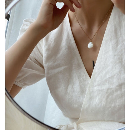 Petal Baroque Natural Pearl Necklace Ladies Pendant Ornament