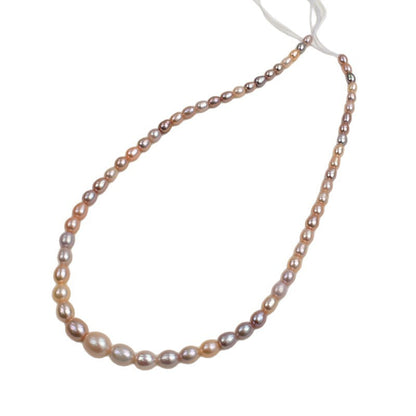 1033 High-quality Strong Light Near Flawless  Pearl Tower Chain Natural Freshwater Rice Pearl DIY Necklace