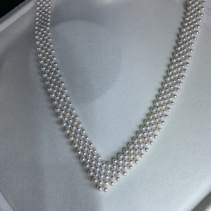 Freshwater pearl 3-4mm multi-layer collarbone pearl chain necklace handmade woven chain factory direct sales simple and advanced