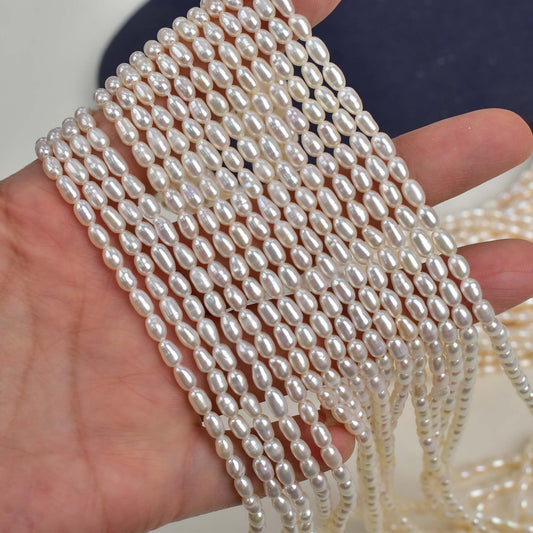 1015 Zhuji pearl 39cm natural pearl 3-3.5 m light grain rice beads loose beads handmade freshwater pearls seedless beads