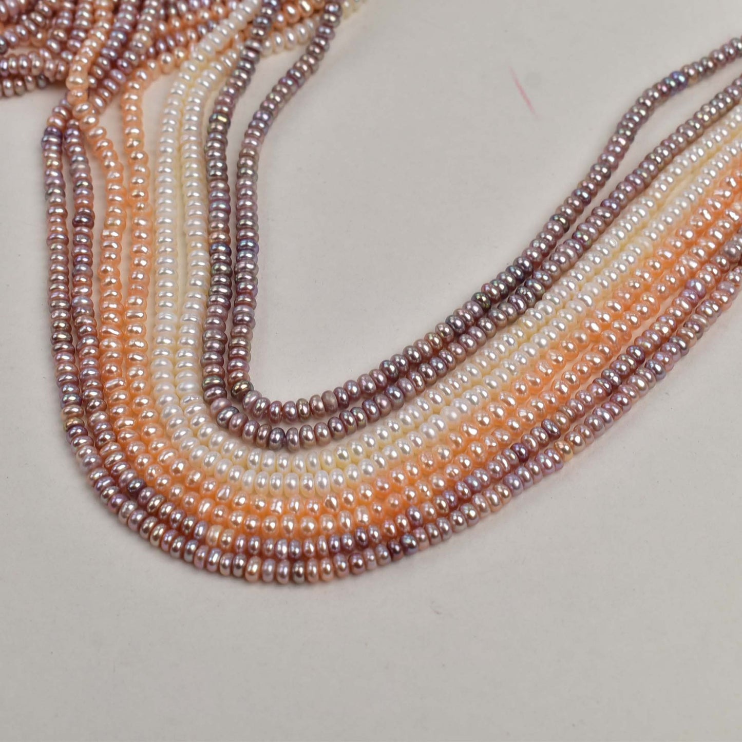 1248 Extended 40cm about 4mm flat beads, natural freshwater pearl DIY jewelry