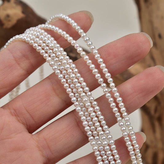 1193 cost-effective 2-3mm strong light near round pearl natural freshwater pearl necklace work in progress jewelry loose beads DIY