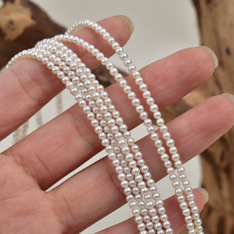 1193 cost-effective 2-3mm strong light near round pearl natural freshwater pearl necklace work in progress jewelry loose beads DIY