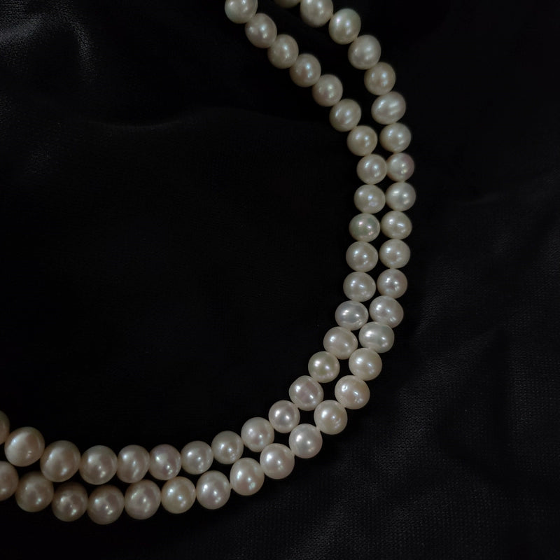 Multi-layered French retro double-layered pearl necklace, natural freshwater pearl women with cheongsam