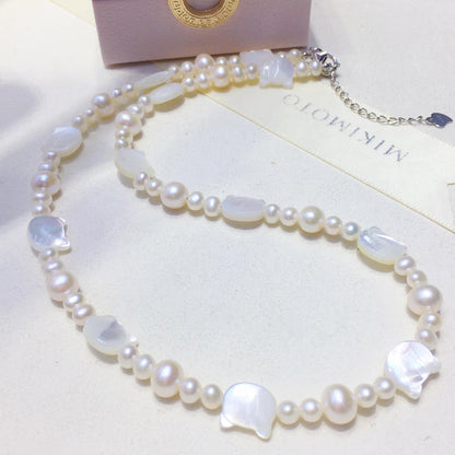 Idol Internet celebrity explosion tian ran freshwater real pearl shell black and white cat sweet cool wind necklace