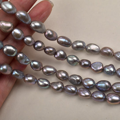 1315 Baroque Pearl Necklace Silver Grey work in progress DIY natural pearls
