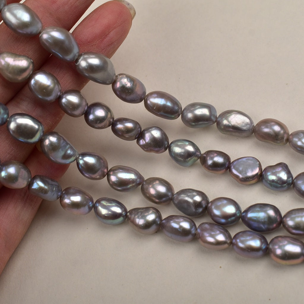 1315 Baroque Pearl Necklace Silver Grey work in progress DIY natural pearls