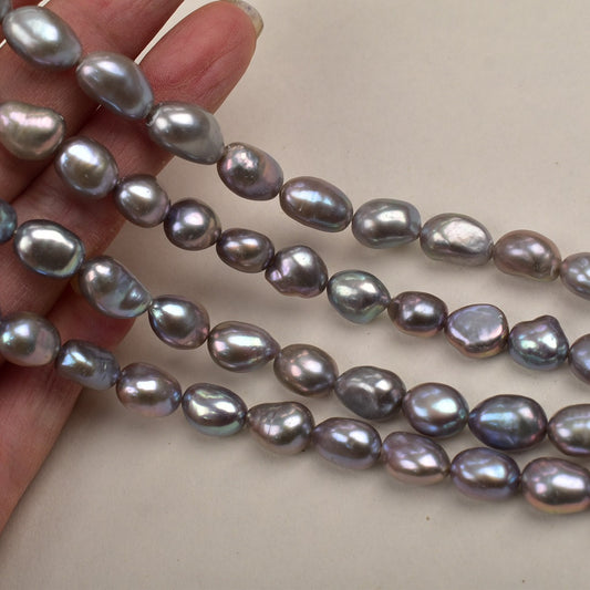 1315 Baroque Pearl Necklace Silver Grey work in progress DIY natural pearls