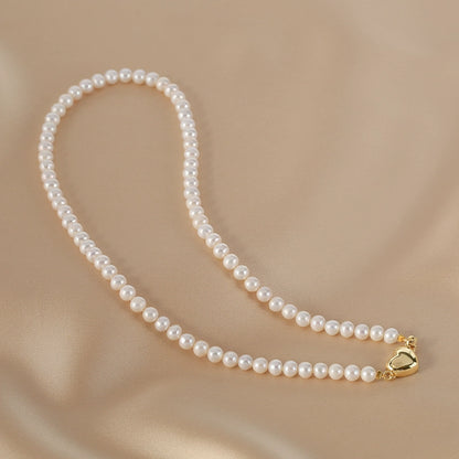 Natural freshwater pearl love necklace, women's design sense collarbone Valentine's Day gift for ladies
