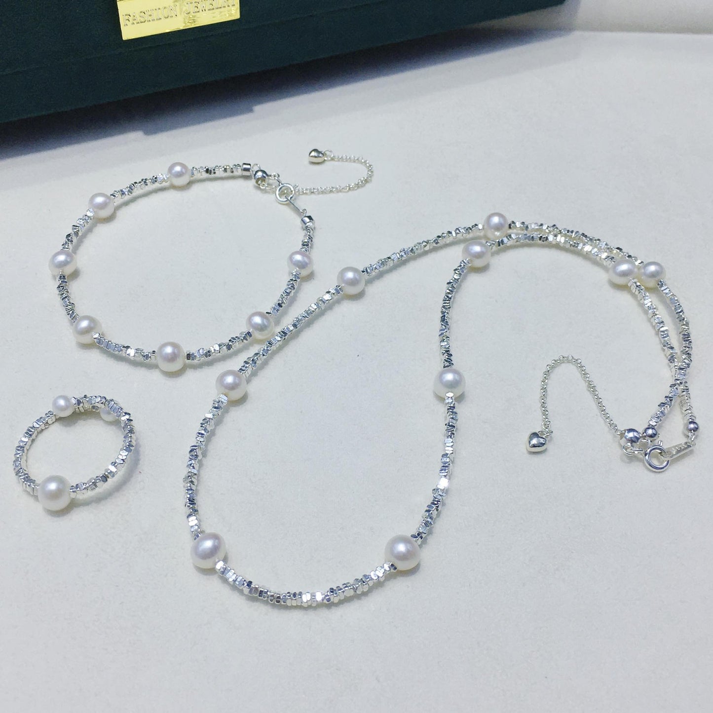 S925 sterling silver gypsy tian ran freshwater pearl necklace bracelet ring