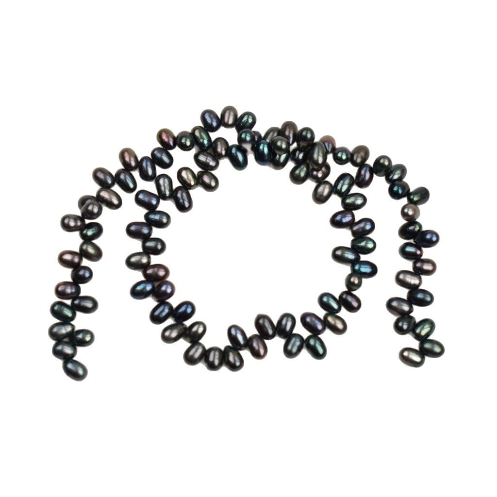 1047 Natural Freshwater Pearl 4-5mm Peacock Black Rice Bead