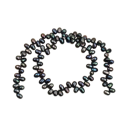 1047 Natural Freshwater Pearl 4-5mm Peacock Black Rice Bead