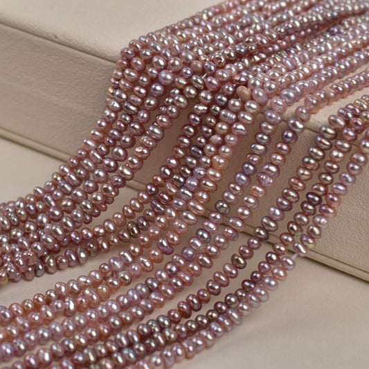 1212 3-4MM Purple Natural Freshwater Pearls DIY Jewelry