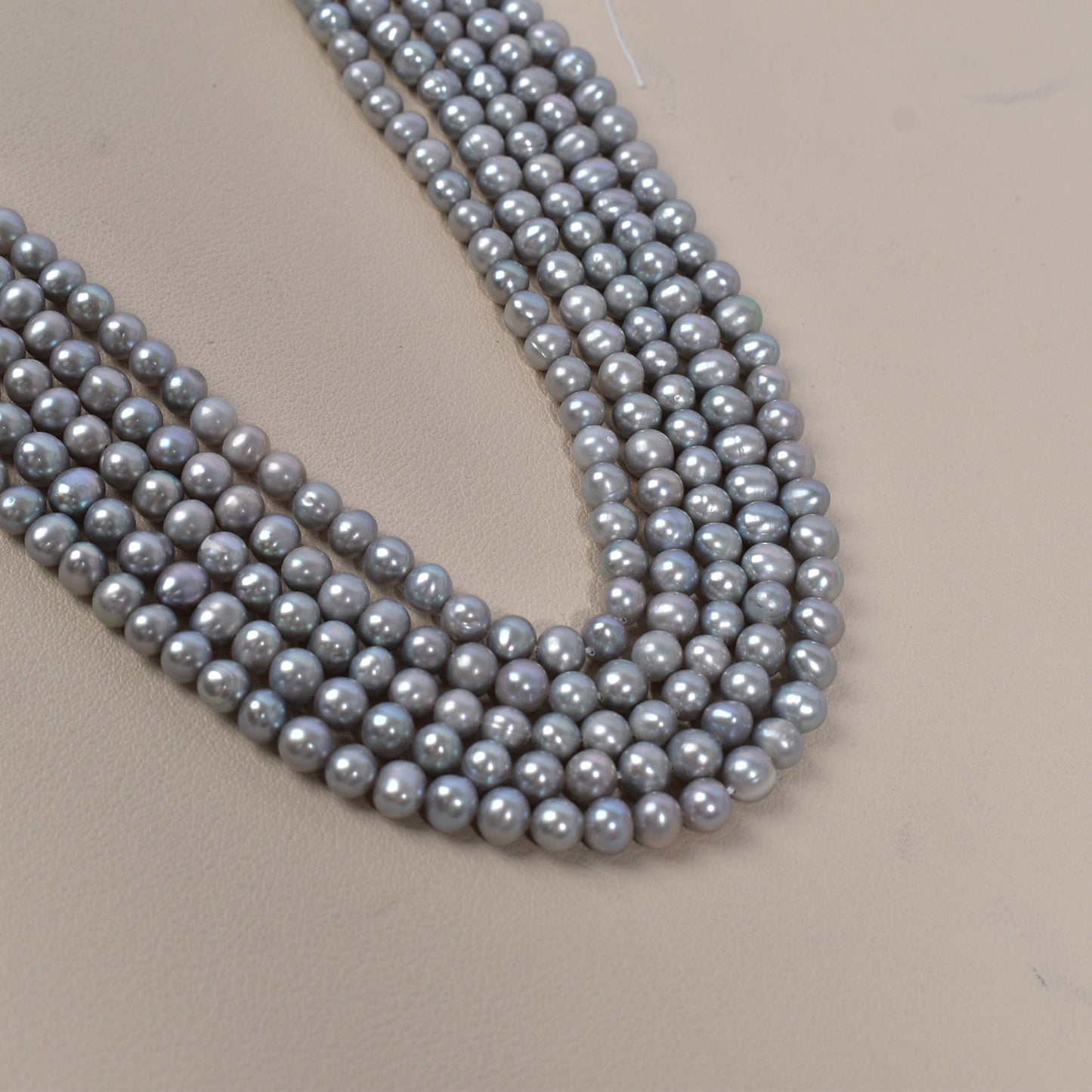 1151 5-6Mm grey natural freshwater pearl loose bead punch work in progress