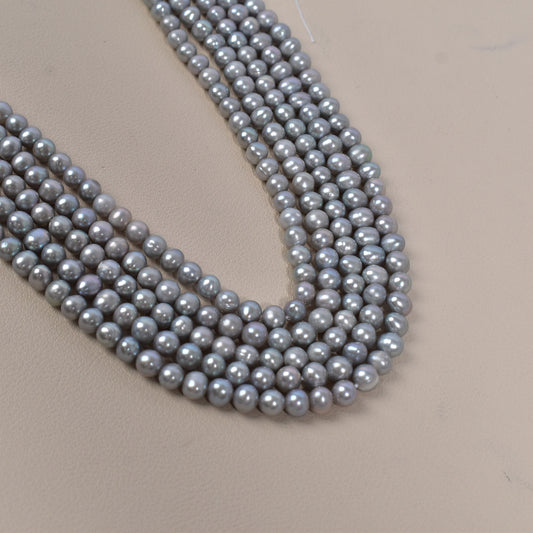 1151 5-6Mm grey natural freshwater pearl loose bead punch work in progress