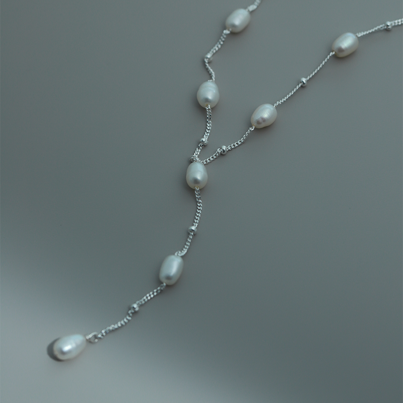 S925 sterling silver  pearl necklace femininity fashion  chain