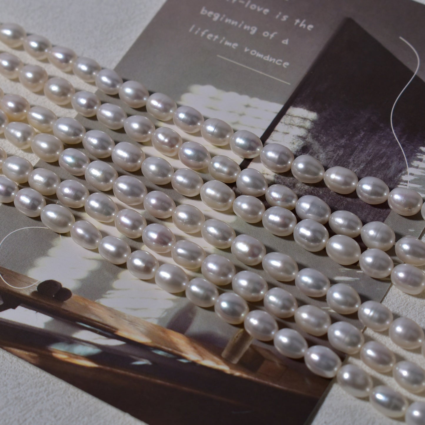 1037 Strong Light 7-8mm Rice Beads White DIY Necklace Accessories Wholesale Accessories