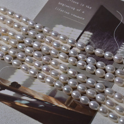 1037 Strong Light 7-8mm Rice Beads White DIY Necklace Accessories Wholesale Accessories